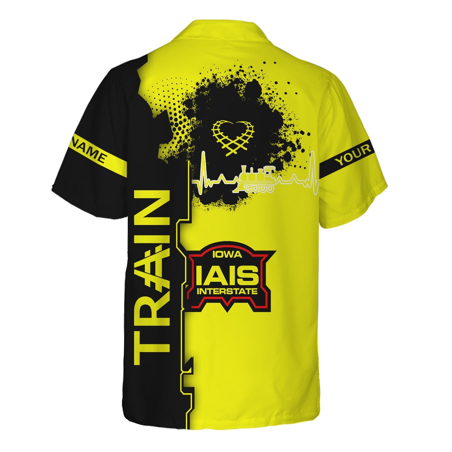 Railspirit Personalized Iowa Interstate Railroad Hawaiian Shirt Engine Heartbeat and Track Love Style IAIS Shirt Gift Idea For Train Lovers