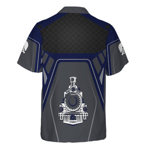 Railspirit Personalized Jersey Central Railroad Hawaiian Shirt Steam Locomotive Engine Graphic CNJ Train Shirt All Over Print