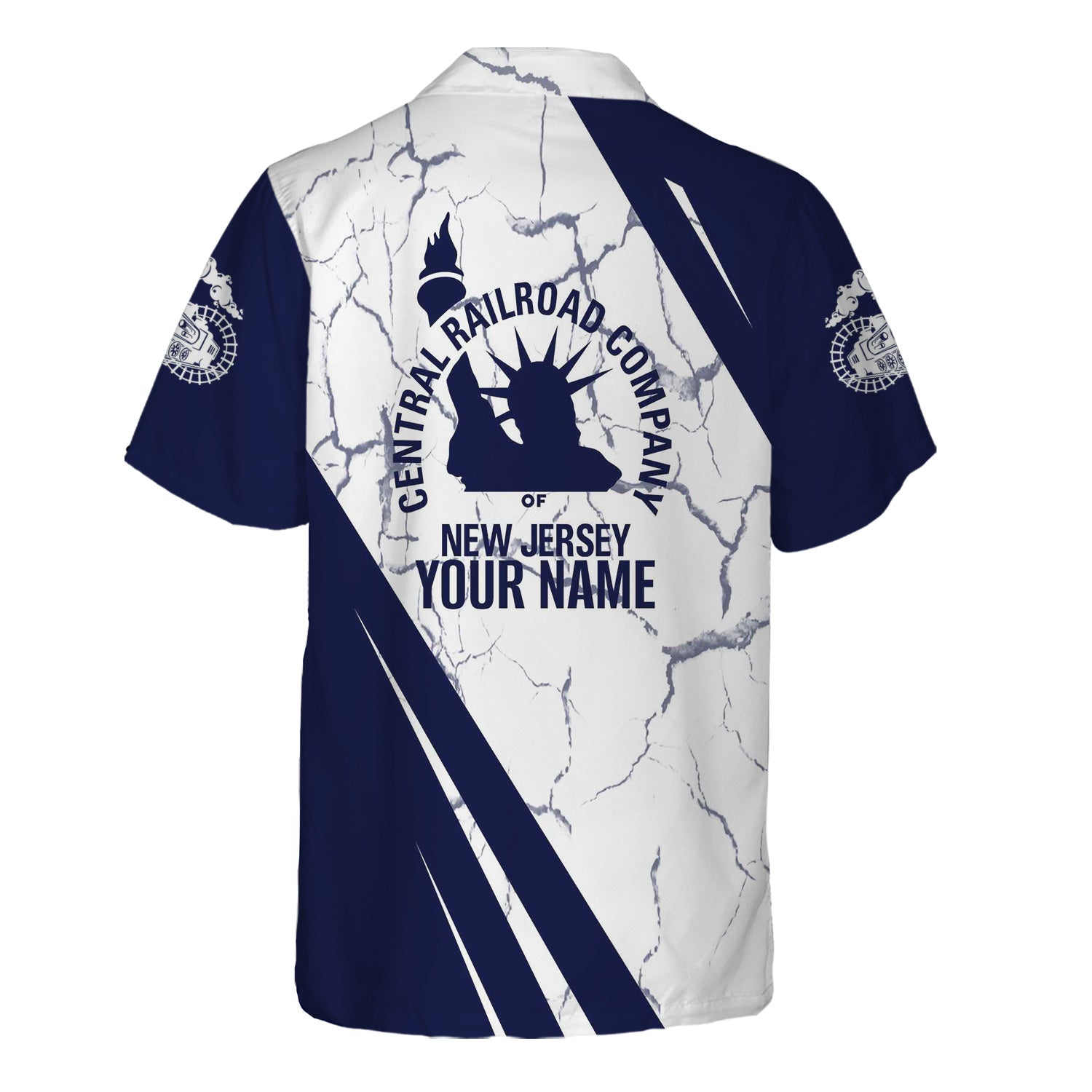 Railspirit Personalized Jersey Central Railroad Hawaiian Shirt Crackle Texture Style CNJ Shirt For Trackhead