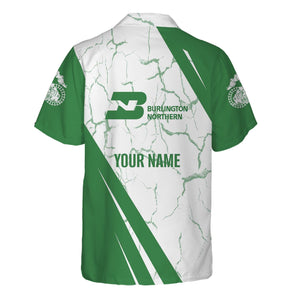 Railspirit Personalized Burlington Northern Railroad Hawaiian Shirt Crackle Texture Style Shirt For Trackhead