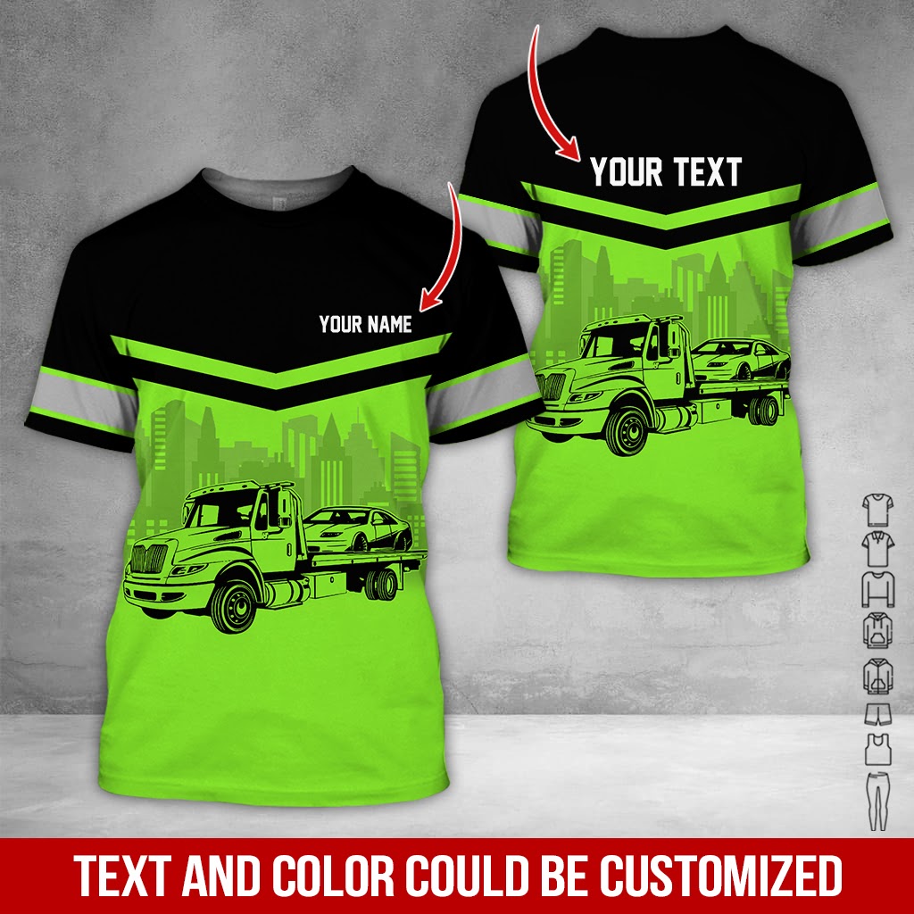 Custom Name Love Tow Truck Clothes, Personalized Trucker Apparel