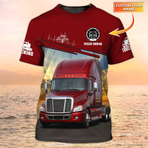 Custom T shirt I'm Don't Stop Trucker, T-shirt Big Truck Red, T Shirts Truck Driver, Gift For Trucker Dad