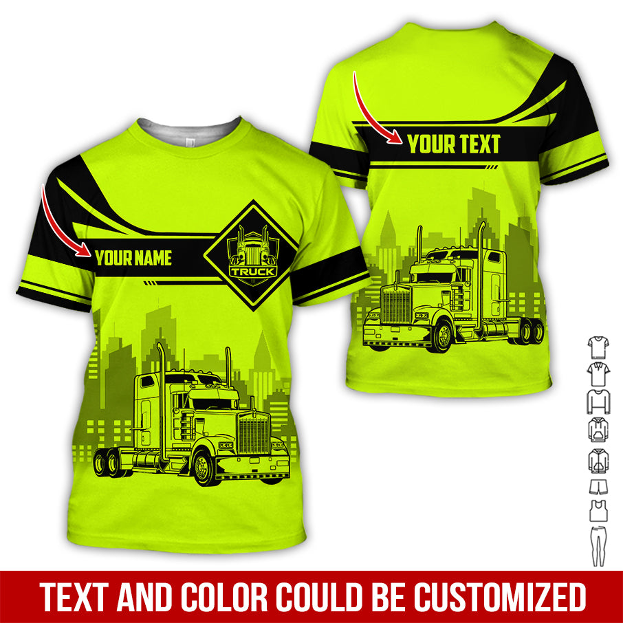 Custom Name Love Semi Truck Shirt, Personalized Workwear, Truck Driver Gift