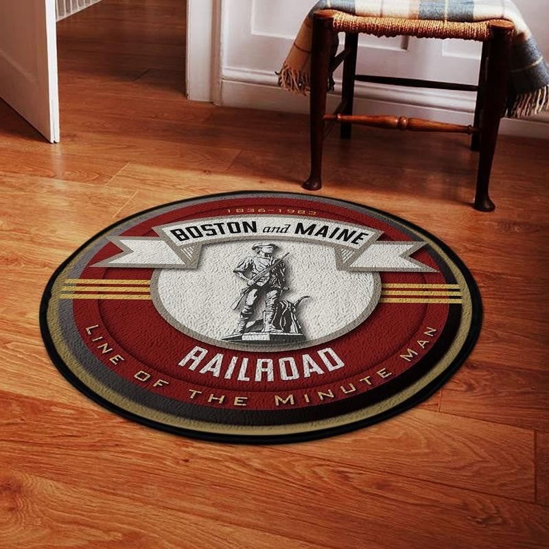 Railspirit Bnmrr Living Room Round Mat Boston And Maine Railroad Circle Rug