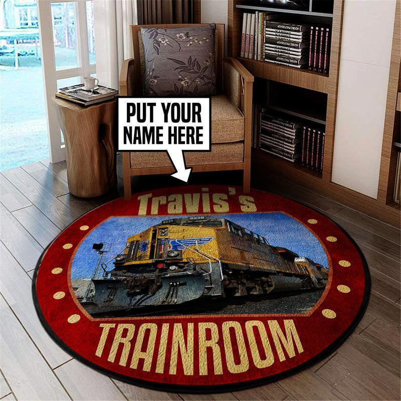 Railspirit Personalized Up Union Pacific Railroad Round Mat Round Floor Mat Room Rugs Carpet Outdoor Rug Washable Rugs
