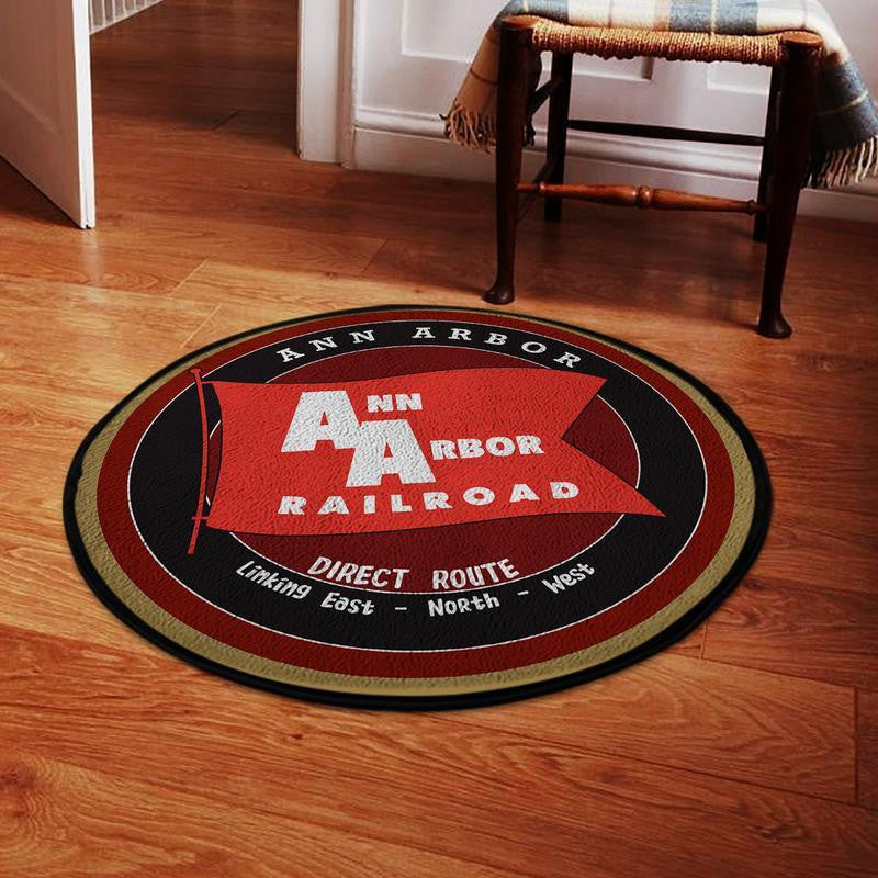 Railspirit Annarbor Living Room Round Mat Ann Arbor Railroad Circle Rug