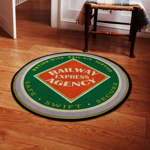 Railspirit Rearr Living Room Round Mat Railway Express Agency Railroad Circle Rug