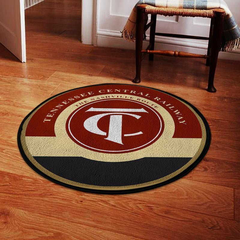 Railspirit Tennessee Round Mat Tennessee Central Railroad Round Floor Mat Room Rugs Carpet Outdoor Rug Washable Rugs