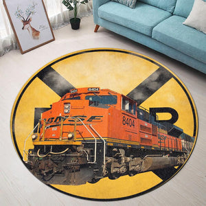 Railspirit Santa Fe Bnsf Railroad Crossing Round Mat Round Floor Mat Room Rugs Carpet Outdoor Rug Washable Rugs