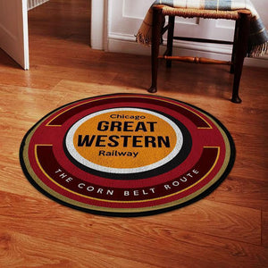Railspirit Chicago Round Mat Chicago Great Western Railroad Round Floor Mat Room Rugs Carpet Outdoor Rug Washable Rugs