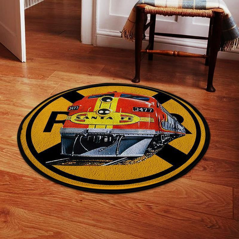 Railspirit Santafe Living Room Round Mat Santa Fe Railroad Circle Rug