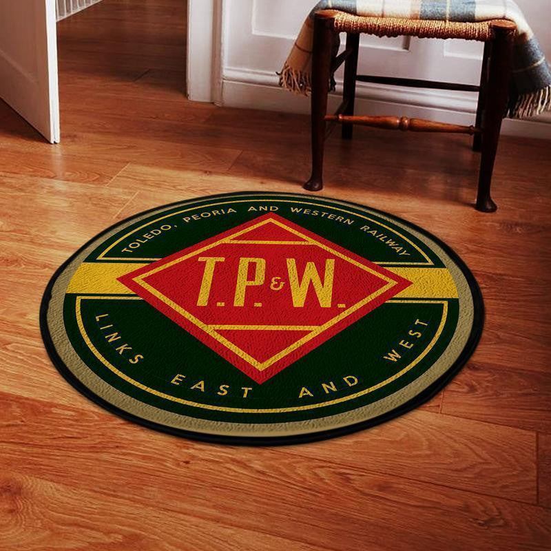 Railspirit Toledo Round Mat Toledo Peoria & Western Railroad Round Floor Mat Room Rugs Carpet Outdoor Rug Washable Rugs