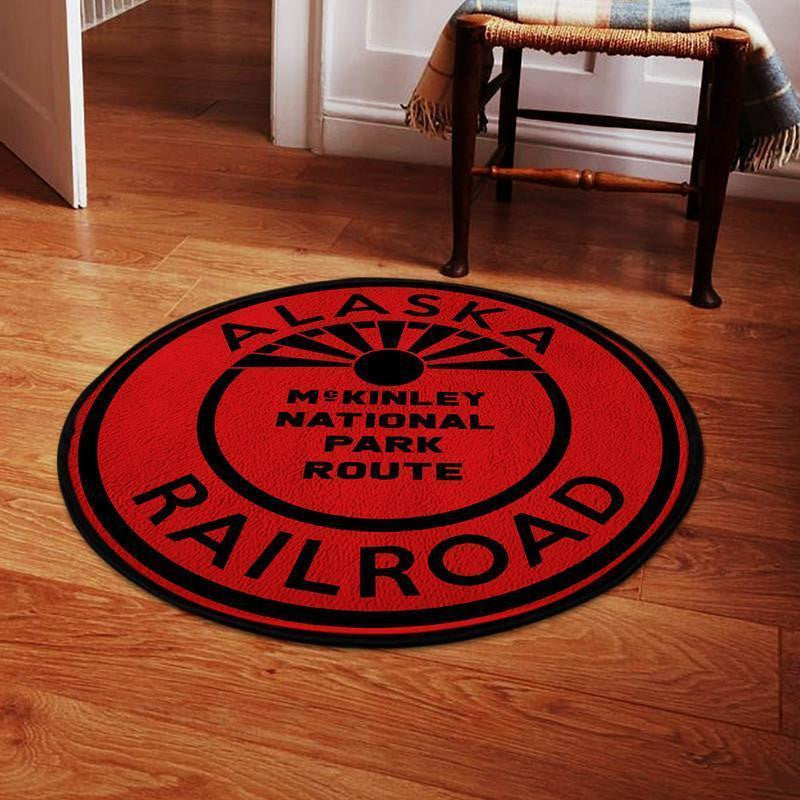 Railspirit Alaska Round Mat Alaska Railroad Round Floor Mat Room Rugs Carpet Outdoor Rug Washable Rugs