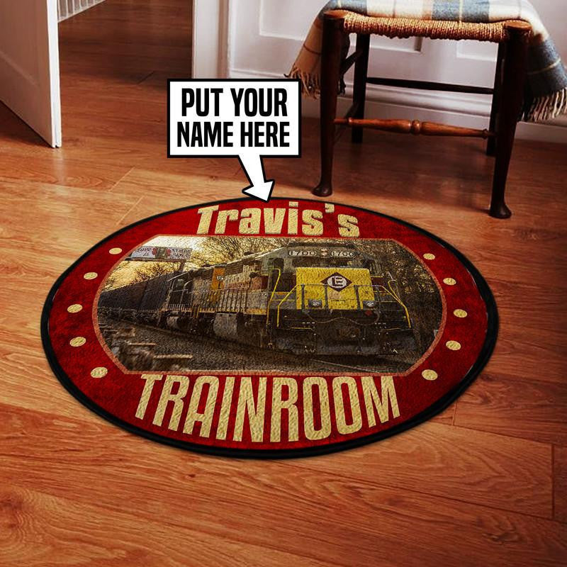 Railspirit Personalized Erie Lackawanna Railroad Living Room Round Mat Circle Rug