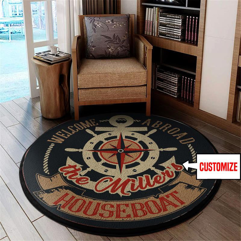 Railspirit Personalized Welcome Aboard Living Room Round Mat Circle Rug