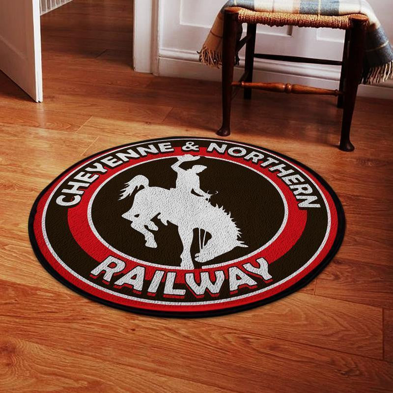 Railspirit Cnrr Round Mat Cheyenne & Northern Railway Round Floor Mat Room Rugs Carpet Outdoor Rug Washable Rugs