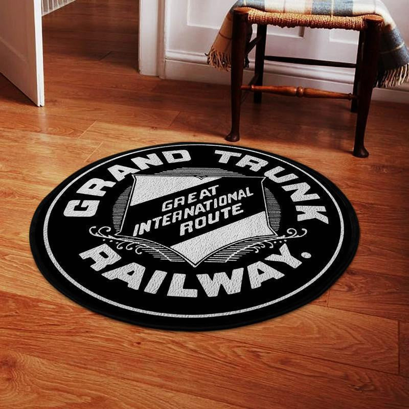 Railspirit Chicago Round Mat Grand Trunk Western Railroad Round Floor Mat Room Rugs Carpet Outdoor Rug Washable Rugs