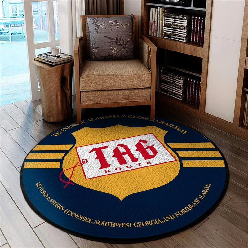 Railspirit Tagrr Round Mat Tennessee Alabama & Georgia Railway Round Floor Mat Room Rugs Carpet Outdoor Rug Washable Rugs