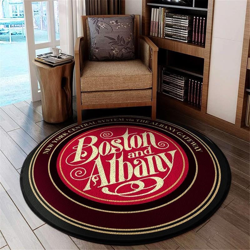 Railspirit Bar Living Room Round Mat Boston & Albany Railroad Circle Rug