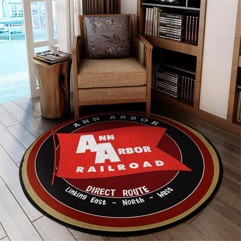 Railspirit Annarbor Living Room Round Mat Ann Arbor Railroad Circle Rug
