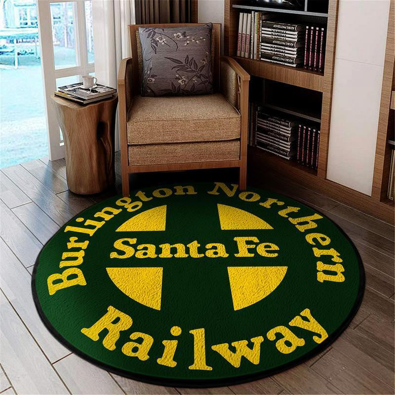Railspirit Santafe Living Room Round Mat Burlington Northern Santa Fe Railway Circle Rug