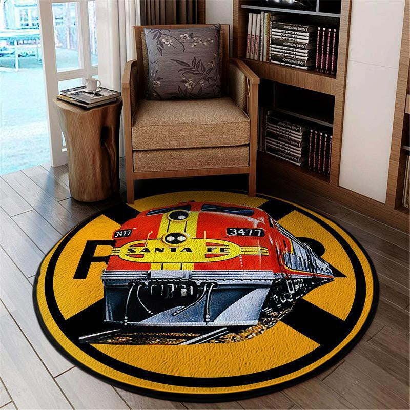 Railspirit Santafe Living Room Round Mat Santa Fe Railroad Circle Rug