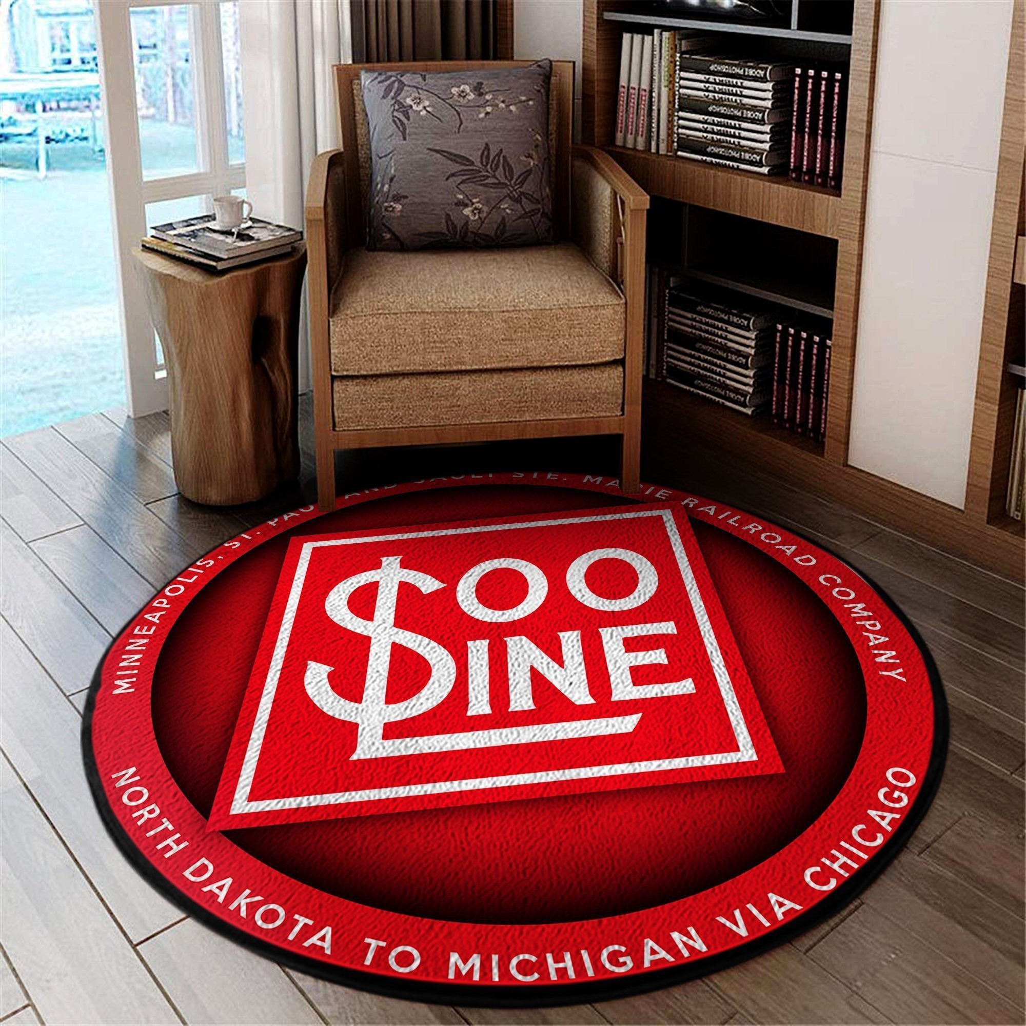 Railspirit Sooline Round Mat Soo Line Railroad Round Floor Mat Room Rugs Carpet Outdoor Rug Washable Rugs