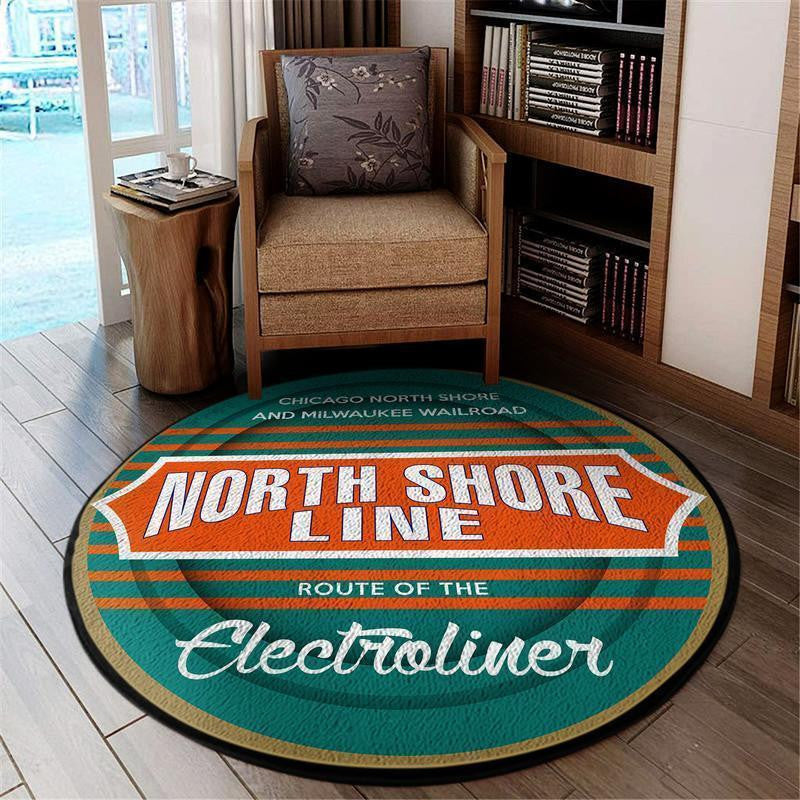 Railspirit Cnsm Round Mat Cnsm Chicago North Shore & Milwaukee Railroad Round Floor Mat Room Rugs Carpet Outdoor Rug Washable Rugs