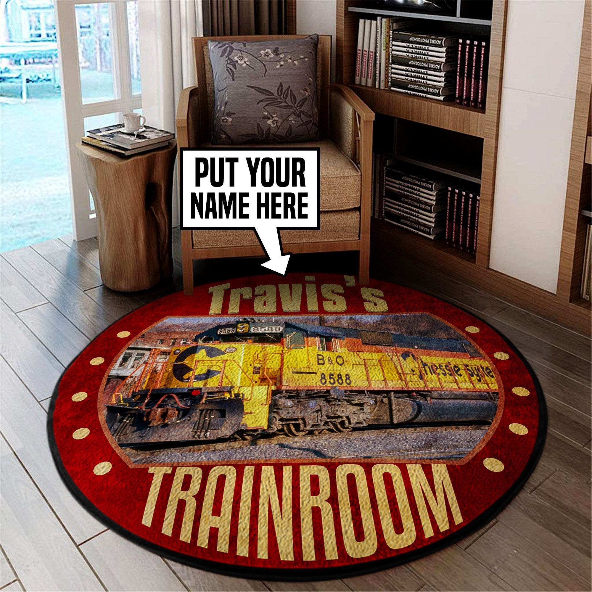 Railspirit Personalized Chessie System Railroad Round Mat Round Floor Mat Room Rugs Carpet Outdoor Rug Washable Rugs