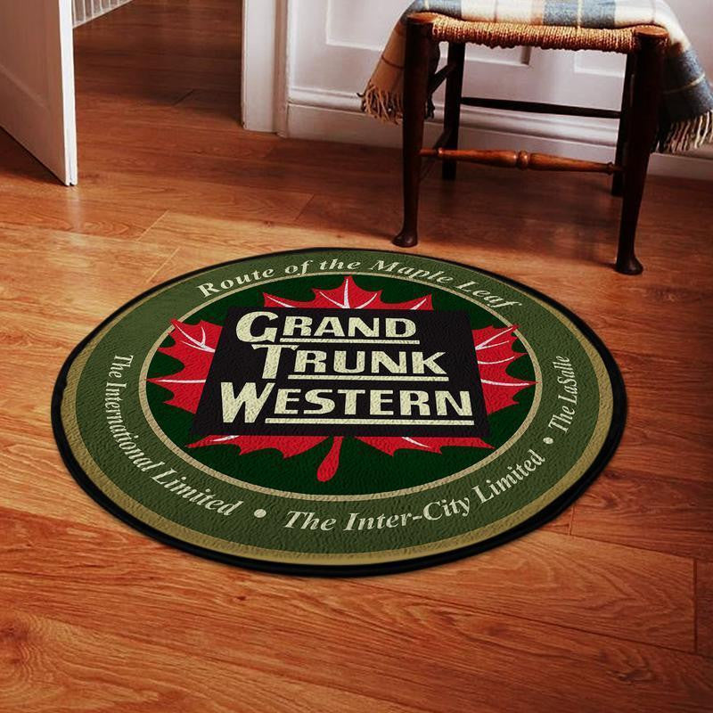 Railspirit Grandtrunk Round Mat Grand Trunk Western Railroad Round Floor Mat Room Rugs Carpet Outdoor Rug Washable Rugs