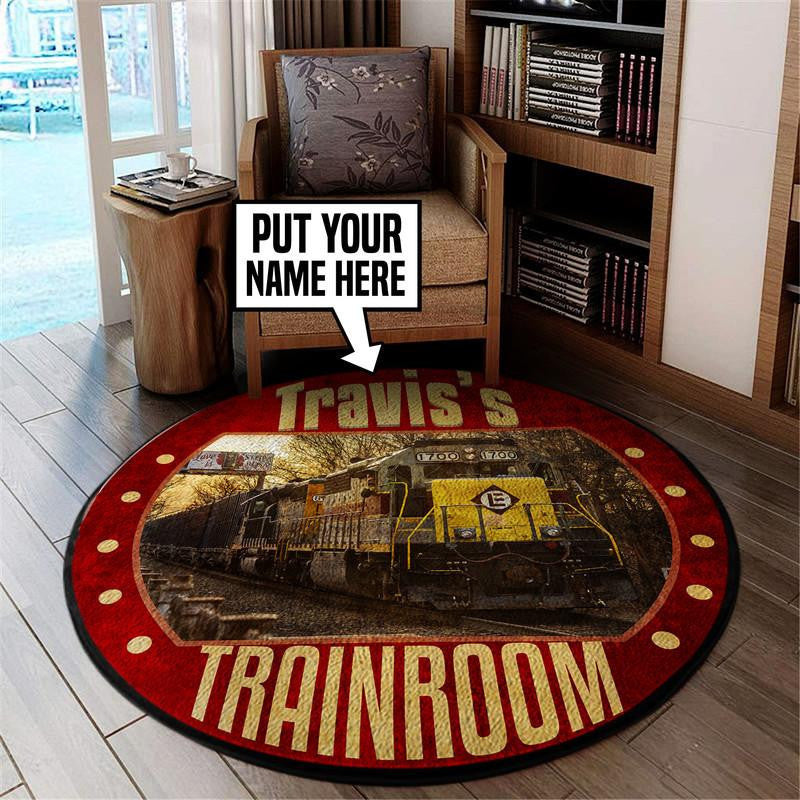 Railspirit Personalized Erie Lackawanna Railroad Living Room Round Mat Circle Rug