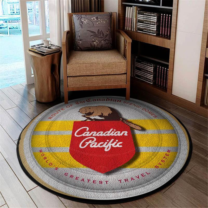 Railspirit Cpr Round Mat Canadian Pacific Railroad Round Floor Mat Room Rugs Carpet Outdoor Rug Washable Rugs