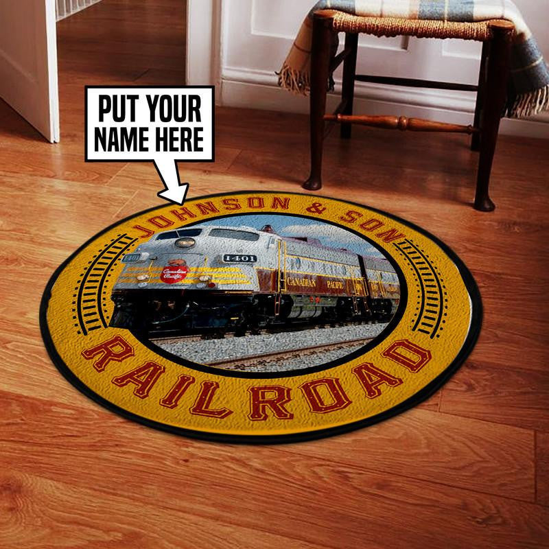 Railspirit Personalized Cp Canadian Pacific Railroad Living Room Round Mat Circle Rug