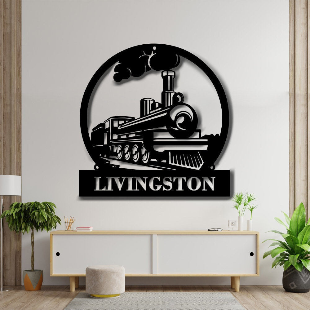 Railspirit Train Metal Sign Metal Wall Decor, Custom Metal Name Sign, Railroad Signs, Railway Sign, Train Sign Room Decor