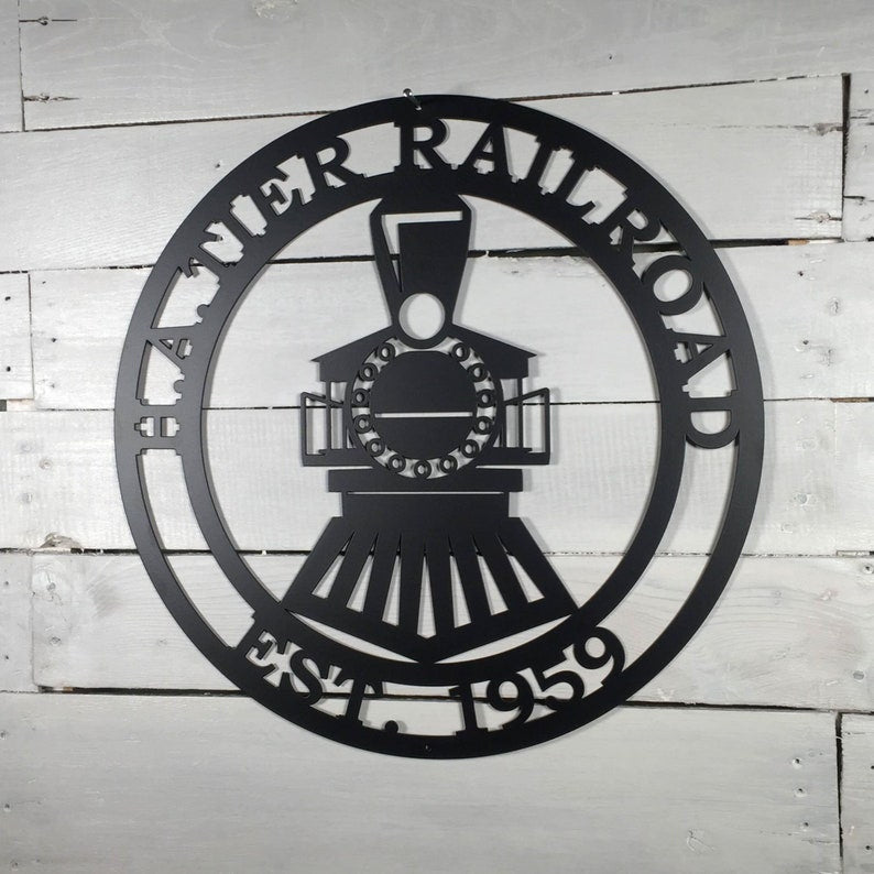Railspirit Personalized Train Sign, Powder Coated For Outdoor Or Indoor Use,  Custom Metal Sign, Laser Cut Metal Signs Custom Gift Ideas