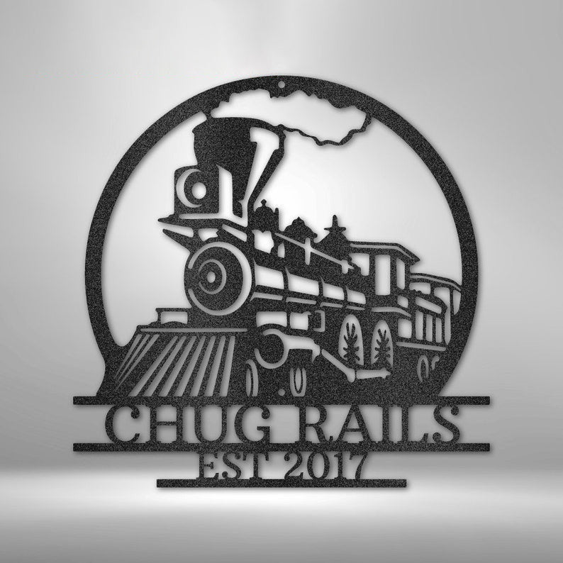 Railspirit Personalized Train Sign Powder Coated For Outdoor Or Indoor Use  Custom Metal Sign Personalized Train Wall Decor
