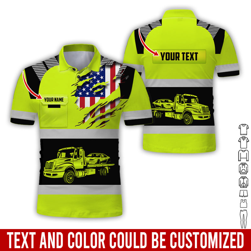 Custom Name Love Tow Truck Shirt, Personalized Mechanic Uniform Gift