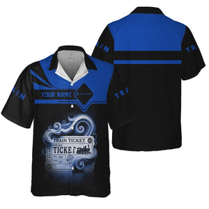 Railspirit Personalized Long Island Railroad Hawaiian Shirt Train Ticket  American Locomotive Printed Train