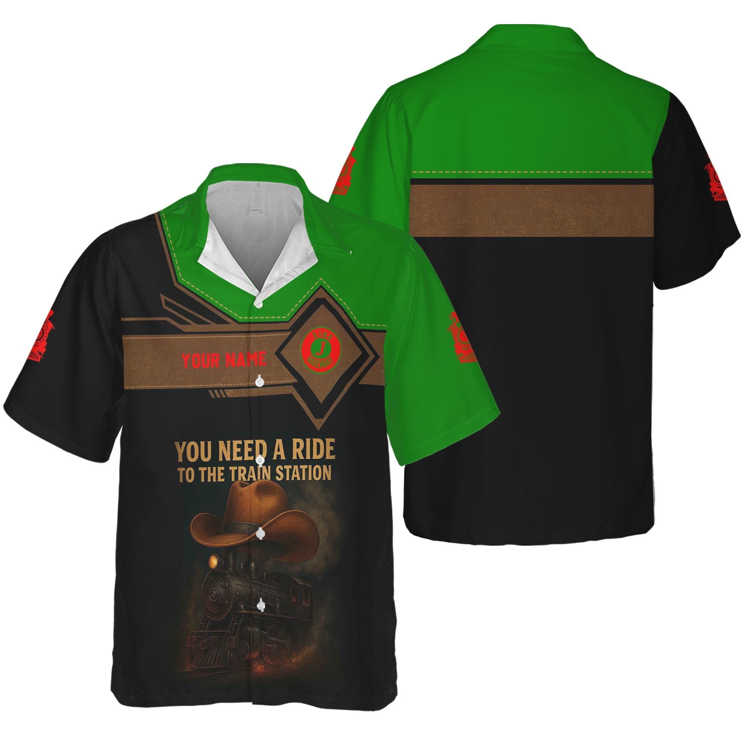 Railspirit Personalized Elgin Joliet And Eastern Railroad Hawaiian Shirt You Need A Ride To The Train Station Shirt For Train Lovers