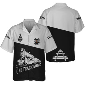 Railspirit Personalized Bessemer And Lake Erie Railroad Hawaiian Shirt One Track Mind Unisex Train Shirt Gift Idea For Train Lover