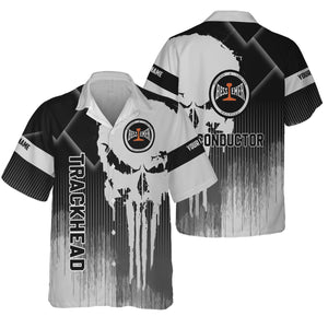 Railspirit Personalized Bessemer And Lake Erie Railroad Hawaiian Shirt Skull Design with Custom Job Train Shirt for Trackhead Crew