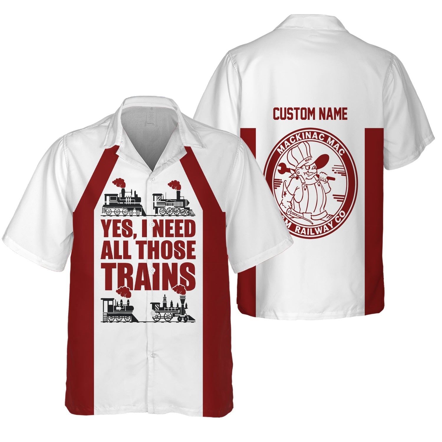 Railspirit Custom Name Detroit & Mackinac Railroad Hawaiian Shirt Yes I Need All Those Train Printed Shirt