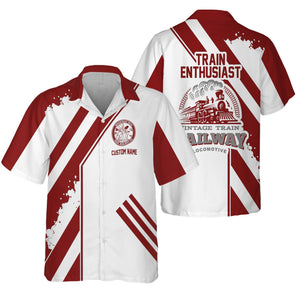 Railspirit Personalized Detroit & Mackinac Railroad Hawaiian Shirt Locomotive Design Train Shirt for Train Enthusiast