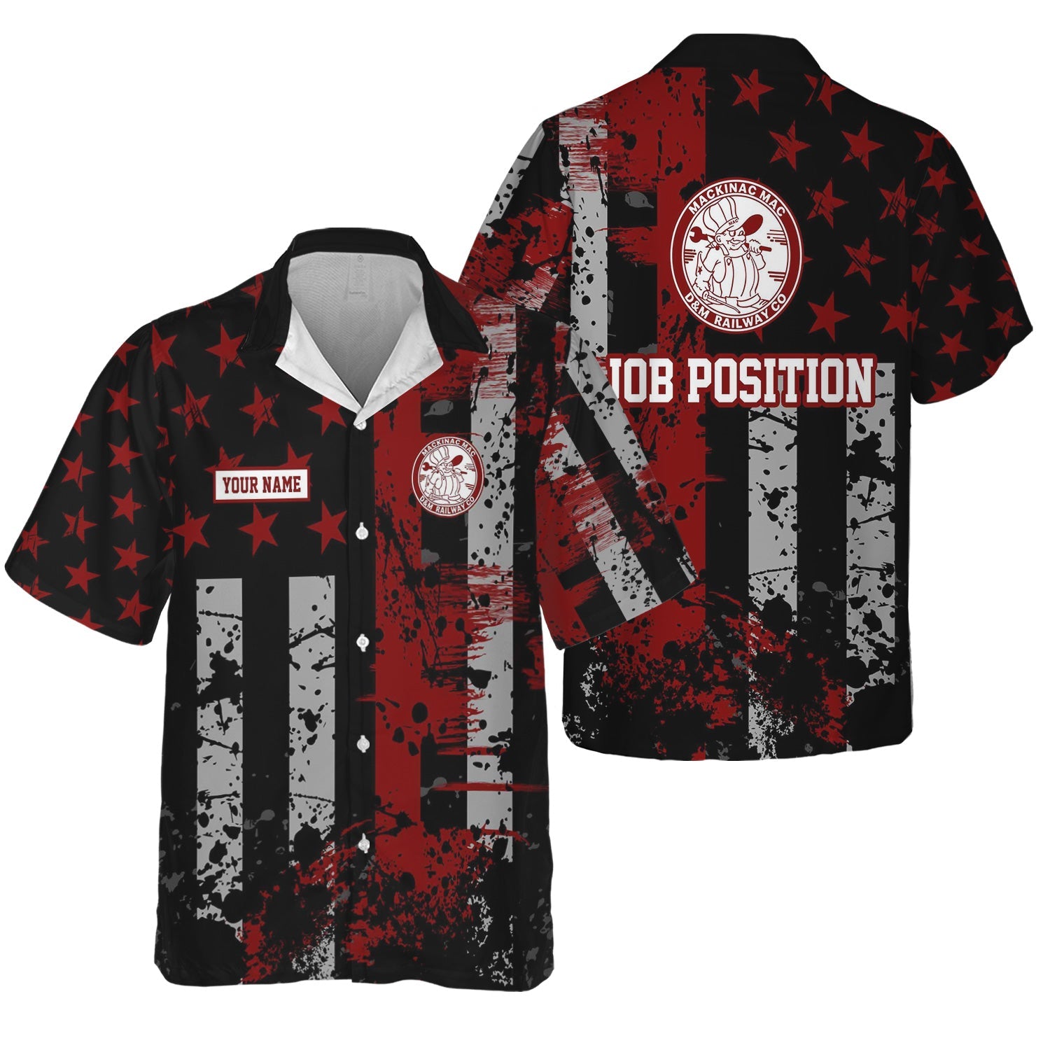 Railspirit Personalized Detroit & Mackinac Railroad Hawaiian Shirt Artistic Paint American Flag Style Train Shirt