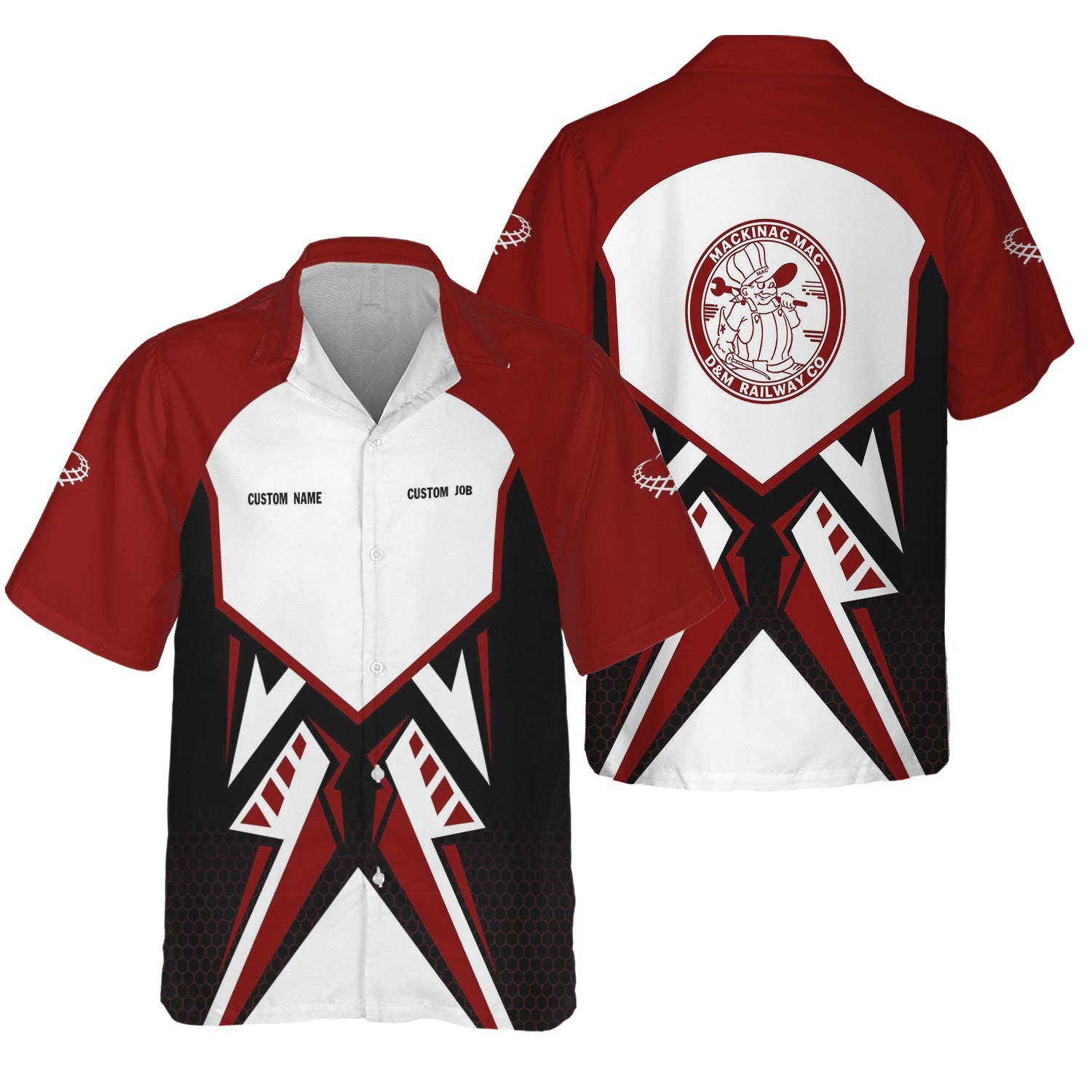 Railspirit Personalized Detroit & Mackinac Railroad Hawaiian Shirt Vibriant Style with Custom Position Train Shirt