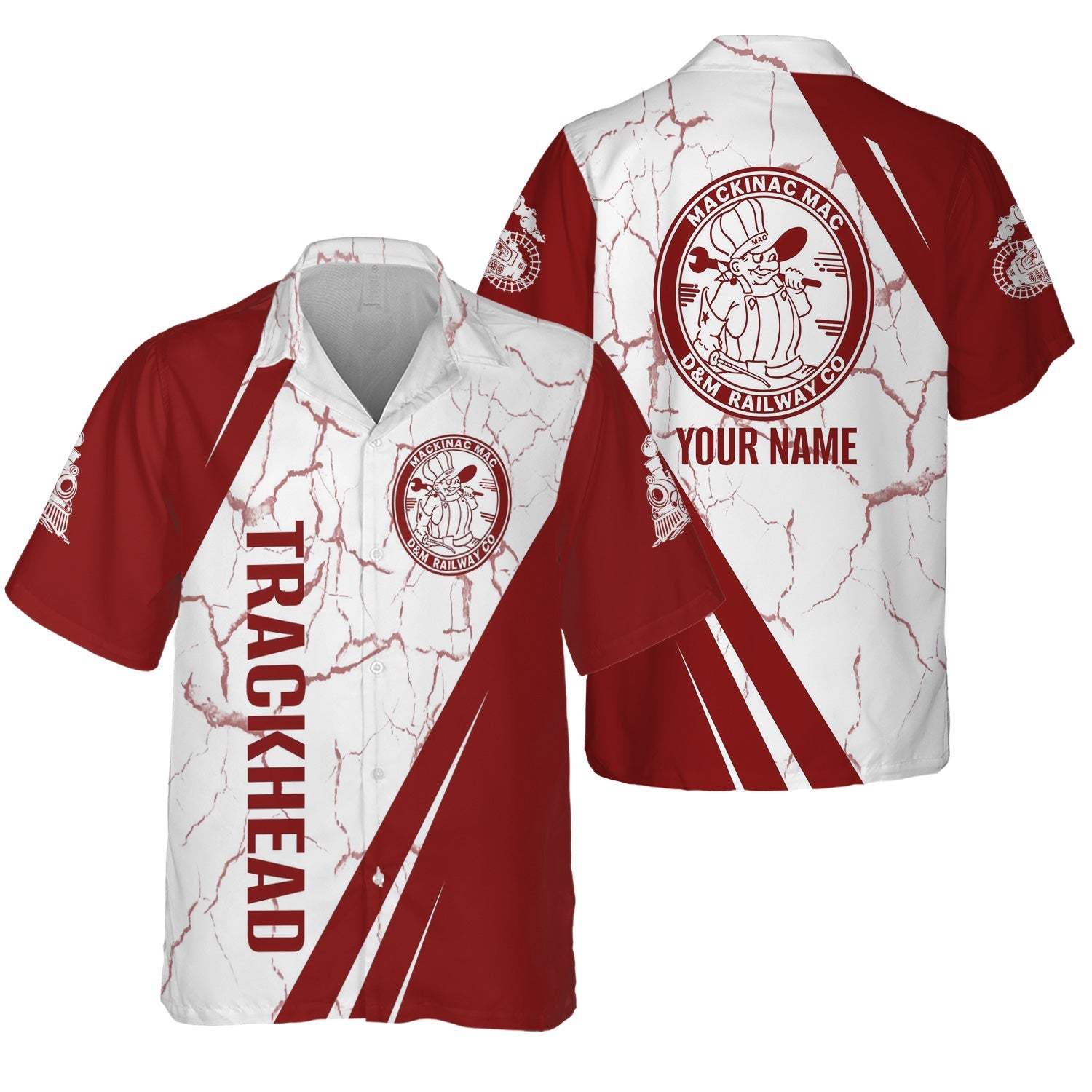 Railspirit Personalized Detroit & Mackinac Railroad Hawaiian Shirt Crackle Texture Style Shirt For Trackhead