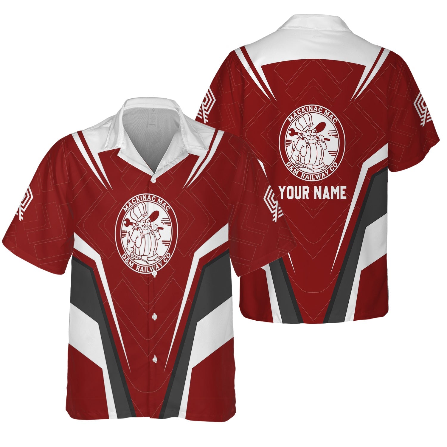 Railspirit Personalized Detroit & Mackinac Railroad Hawaiian Shirt Railway Inspired Apparel Train Shirt For Train Lovers