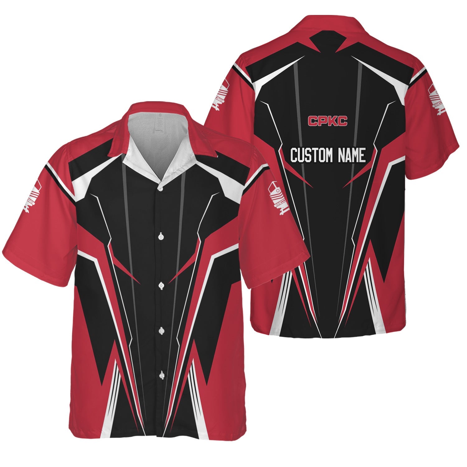 Railspirit Personalized Canadian Pacific Kansas City Hawaiian Shirt Lightning-Edge Design CPKC Train Shirt For Railroad Lovers