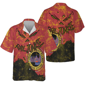 Railspirit Personalized Florida East Coast Railway Hawaiian Shirt Torn Graphic Style Train Shirt For Rail Junkie
