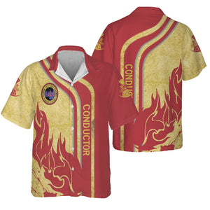 Railspirit Personalized Florida East Coast Railway Hawaiian Shirt Flame Design with Custom Job Position Train Shirt